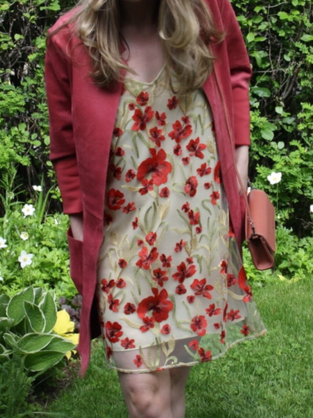 Aritzia, Little Moon | 'Cheyenne' Floral Mini Dress | Size S | Cream & Red/Pink